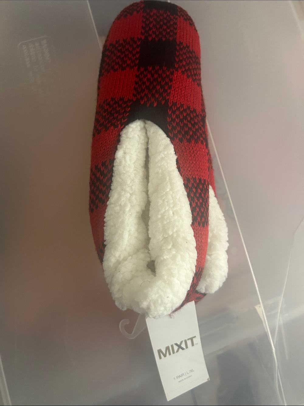 Mixit Red & Black Buffalo Plaid Cozy Sherpa Slip-On Slippers